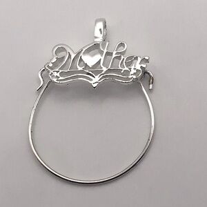 VTG Sterling Silver Charm Holder ‘ Mother ‘ Pendant 1.6”